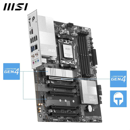 MSI PRO B840-P WiFi ProSeries Motherboard (AMD Ryzen 9000/8000/7000 Series Processors, AM5, DDR5, PCIe 4.0, M.2, SATA 6Gb/s, USB 3.2 Gen 2, HDMI/DP, Wi-Fi 6E, Bluetooth 5.3, 2.5Gbps LAN, ATX) - PuriLite