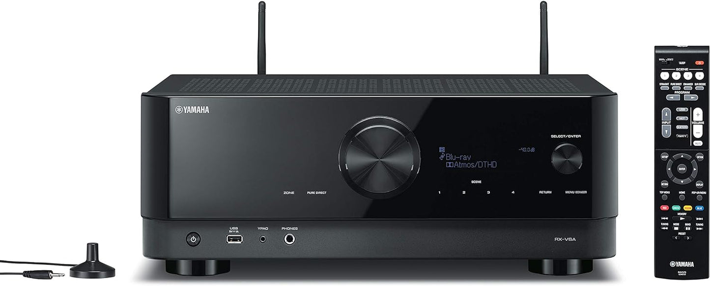 Yamaha RX-V6A Home Theatre Receiver, 7.2 Channel, 4K/120Hz and Dolby Atmos Capable, Built-in USB Port with WiFi, MusicCast and Amazon Alexa Capable - PuriLite