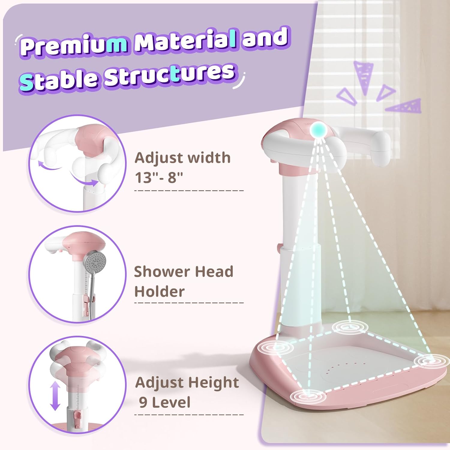 COOSEYA ® Baby Bathtub With Shower Stand Support|Anti-Pinch Soporte para Bañera de Bebé Adjustable Baby Shower Tower, Smart Water Flow Hug Tower for 6-36 Months, Ideal baby shower gifts - PuriLite