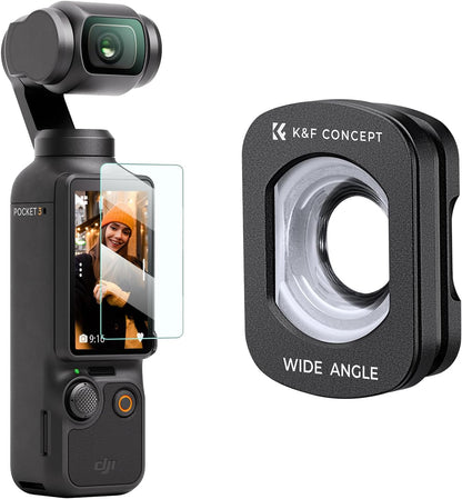K&F Concept Wide-Angle Lens Compatible with DJI Osmo Pocket 3, Magnetic Attach/Multi-Coated/Optical Glass - PuriLite