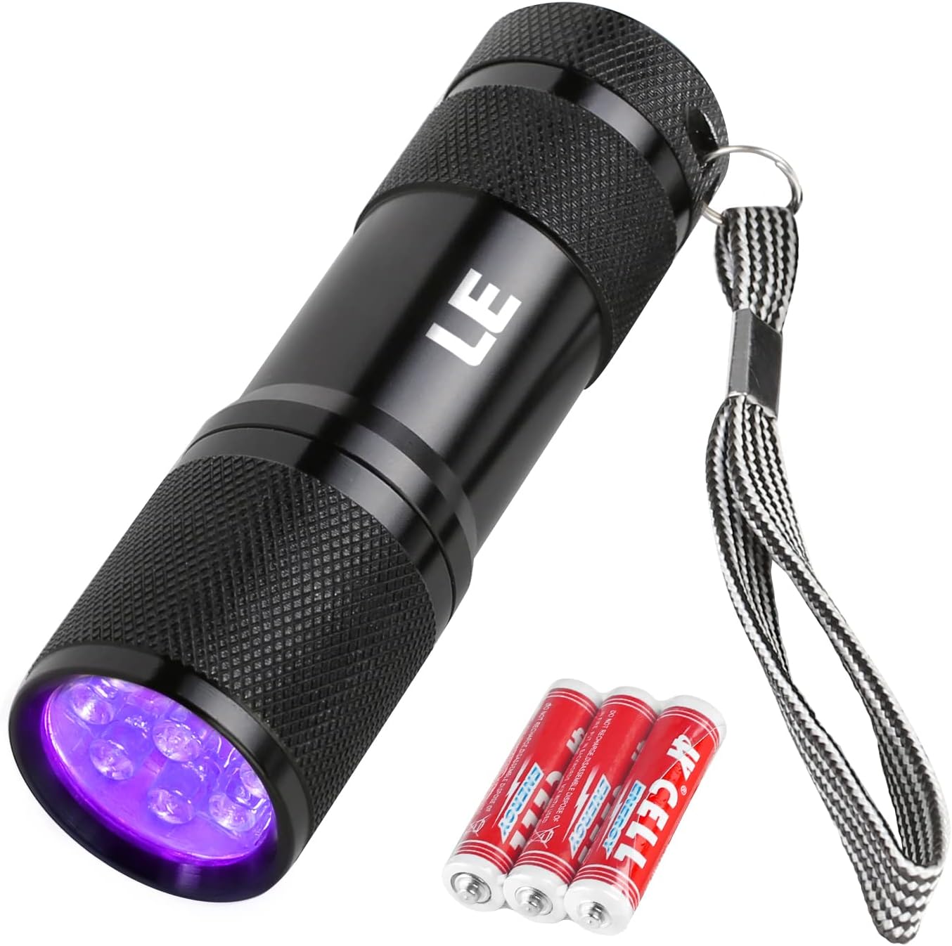 Handheld UV Flashlight 395nm Ultraviolet Black Light with Batteries Included – Portable Stain Detection Tool for Home and Travel - PuriLite