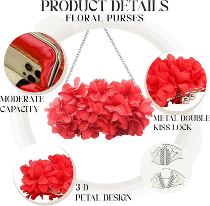 JAMBHALA Clutch Evening Handbags Floral Appliques Small Clutch Purses for Women - PuriLite