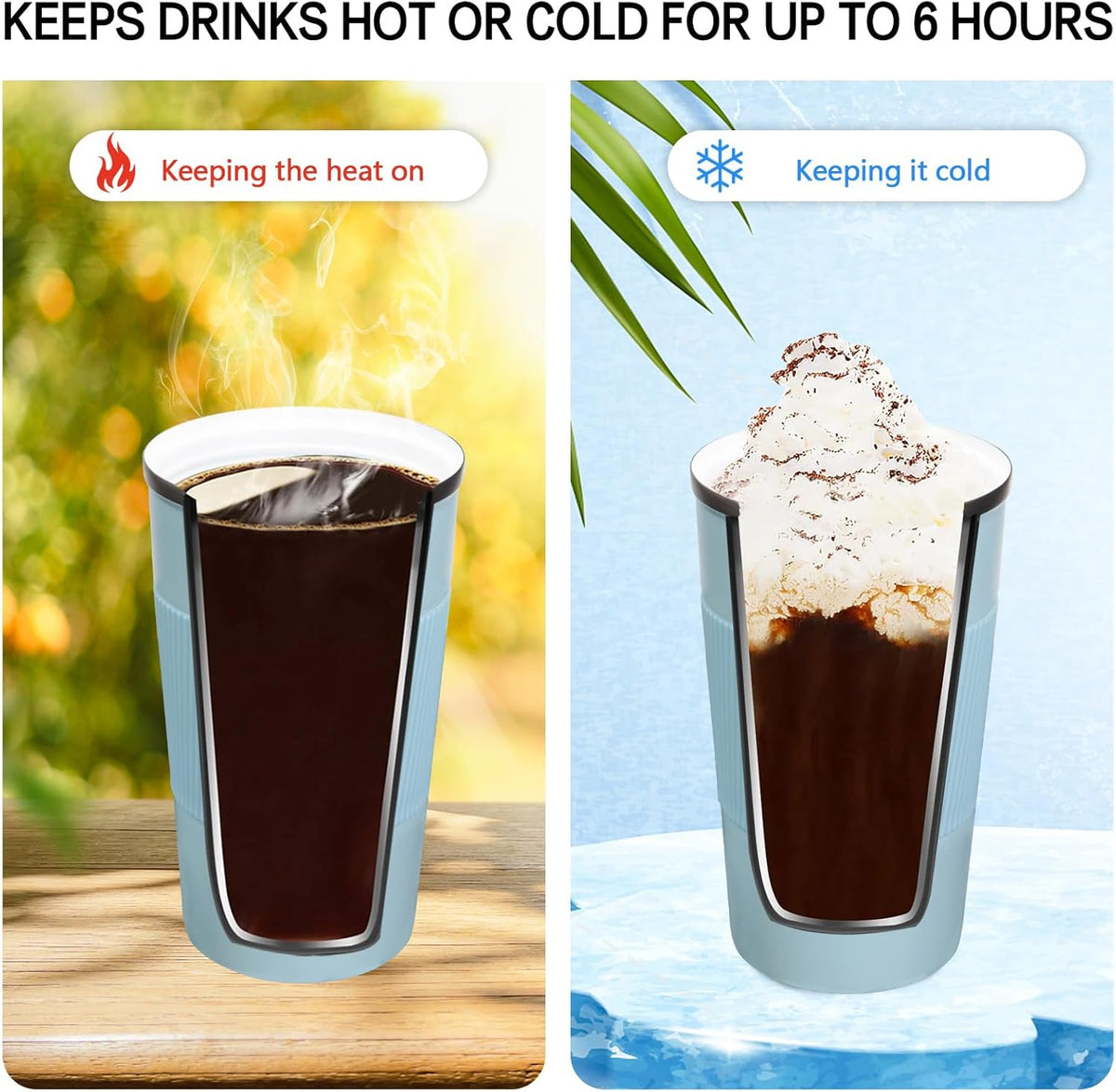 18oz Mug with Ceramic Coating Inside, Insulated Coffee Mug with Lid, Leak Proof Coffee Travel Mug, Travel Coffee Mug Fits in Car Cup Holder - PuriLite