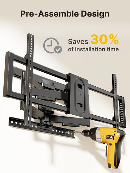 monTEK Long Arm TV Wall Mount for Most 43-90 Inch TVs, 42.5 Inch Long Extension TV Mount Swivel and Tilt, Full Motion Wall Mount TV Bracket Fit Max VESA 800 x 400mm, Up to 132 lbs, 16”,18” Studs - PuriLite