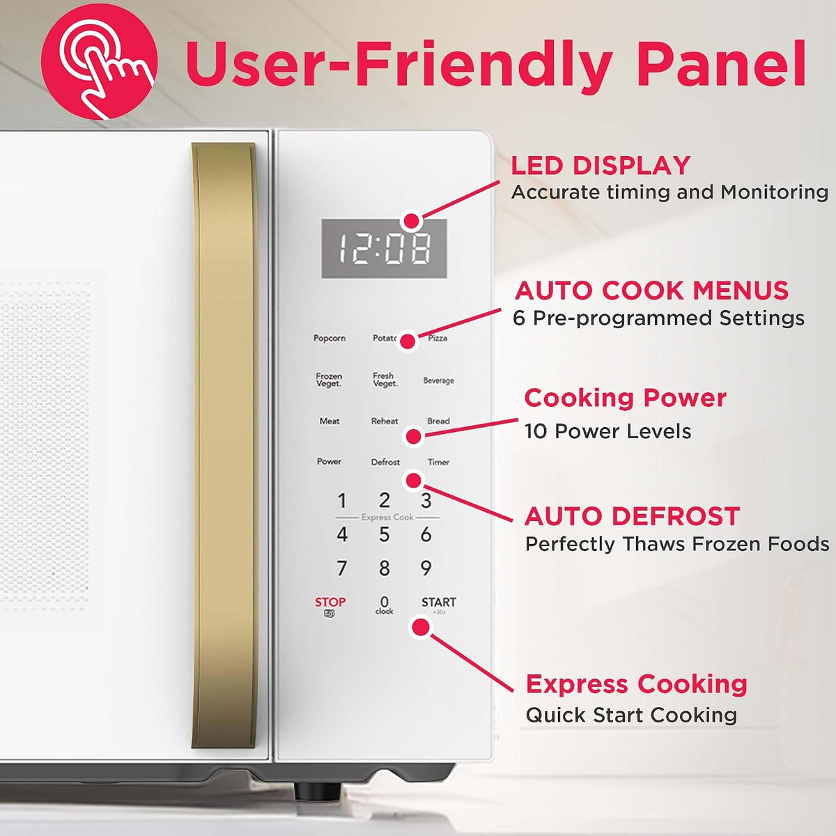 1.05 Cu. Ft. Retro Microwave Oven | 900W, 10 Power Levels and Auto Cook Presets