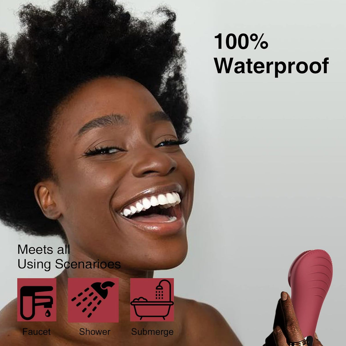 Några Coola Facial Cleansing Brush, Waterproof Electric Face Cleansing Brush Device for Deep Cleaning|Gentle Exfoliating|Massaging,Rechargeable Silicone Skin Wash Machine with Magnet Charger - PuriLite