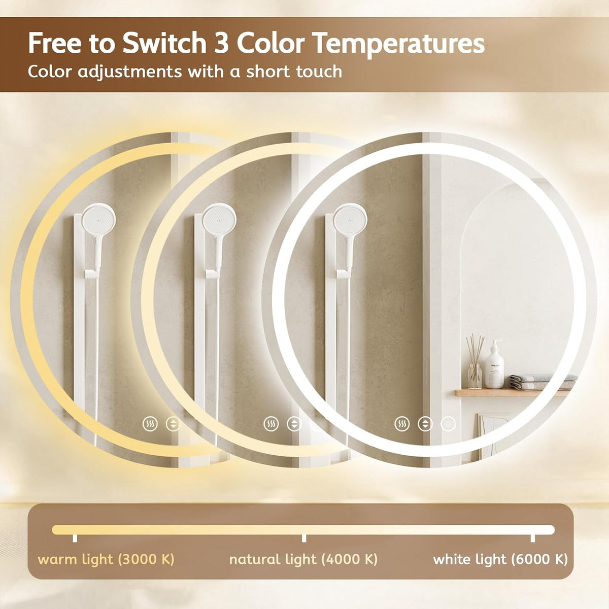 Lmsedf 24" x 32"Rectangle LED Bathroom Mirror with Lights, Backlit & Front Lighted, Wall-Mounted Vanity Mirror 3000K/4000K/6000K, Memory Functions, Anti-Fog, Dimmable Smart Mirror - PuriLite