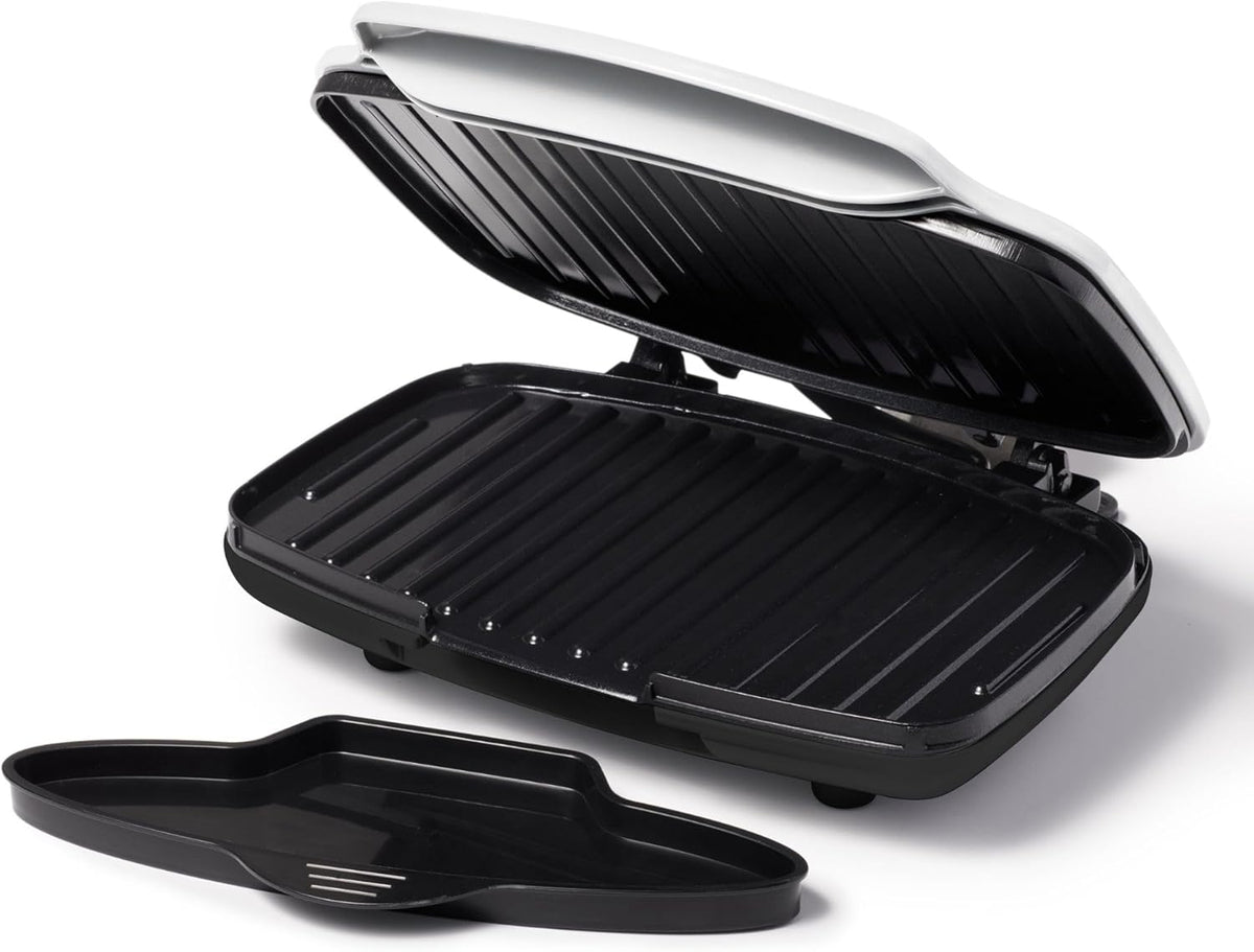 Starfrit Grill And Panini Press With Ceramic Coating - Non-Stick Coating - Removable Fat And Oil Collection - White - PuriLite