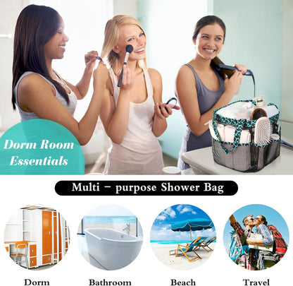 Attmu Mesh Shower Caddy Portable for College Dorm Room Essentials with 8 Pockets, Hanging Shower Caddy Basket Tote Bag Toiletry Accessories for Bathroom - PuriLite
