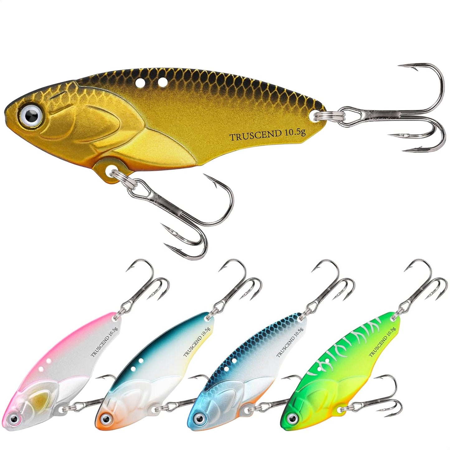 TRUSCEND Fishing Spinners with Unique Double Spoons, Nano-Plated Rooster Tail Fishing Lures with Copper Body & Blade, Great Action Blade Bait for Bass Trout Walleye, Freshwater Ice Fishing Jigs - PuriLite