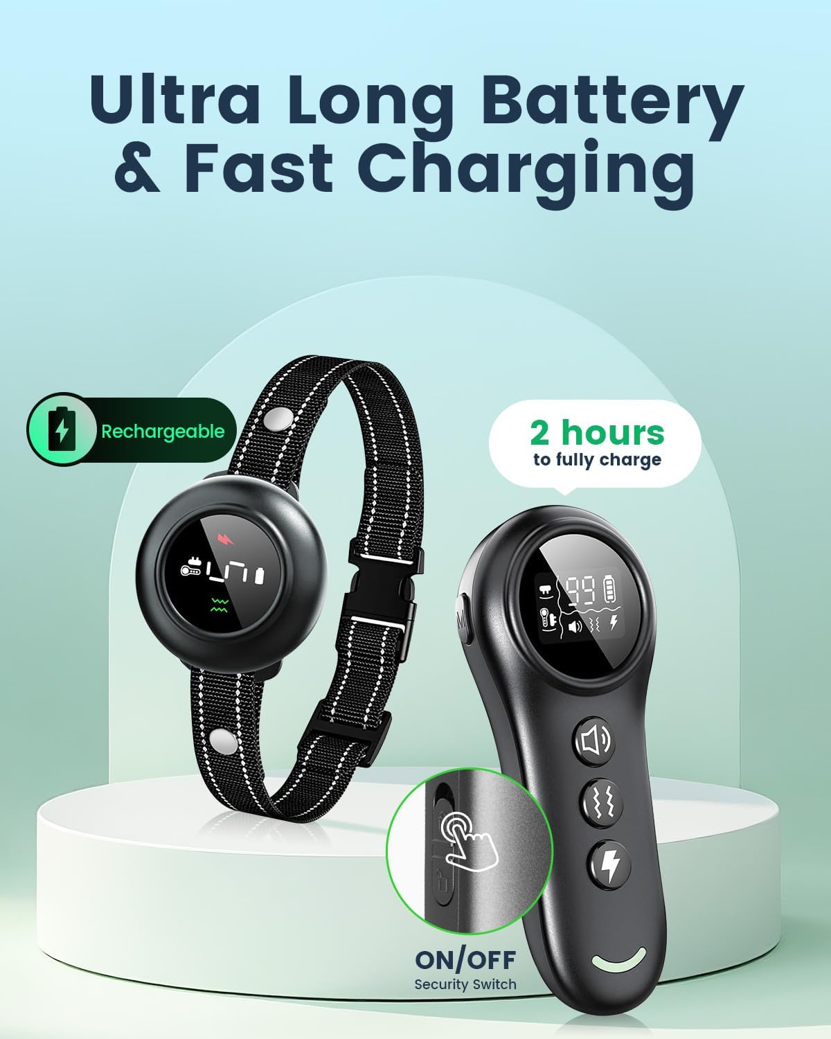 2-in-1 Dog Training Collar with Remote,Smart Anti Barking Device for Dog,Waterproof Dog Collar with 5 Adjustable Sensitivity for All Breeds,Rechargeable - PuriLite