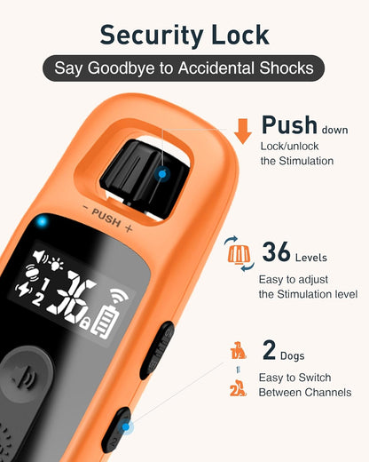 ABBIDOT 3300 Ft Dog Training Collar with Remote - [New Version] Shock Collar, 5 Training Modes, 88 Levels e Collar, Waterproof Training Collar for Small Medium Large Dogs(15~120 lbs) - PuriLite