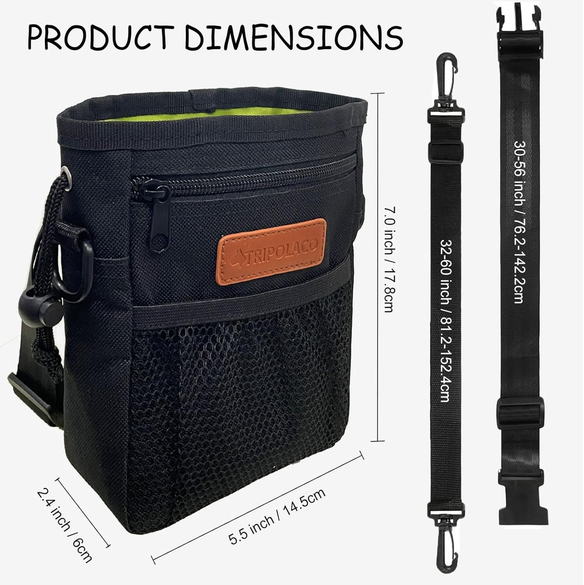 TRIPOLACO Dog Treat Pouch, Large Treat Pouches for Pet Training with Multiple Pockets, Built-in Poop Bag Dispenser & Phone Holder, 3 Wear Styles, Ideal Dog Treat Bag for Training & Walks - PuriLite