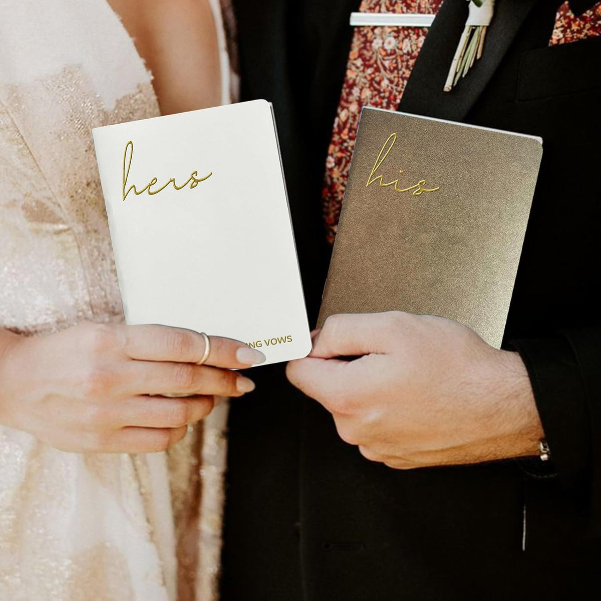WeddingGiftsWedding Vow Books His and Hers Soft Touch Gold Foil Engraving Vow Books Wedding Essentials Wedding Accessories(TR-HH-Black) - PuriLite