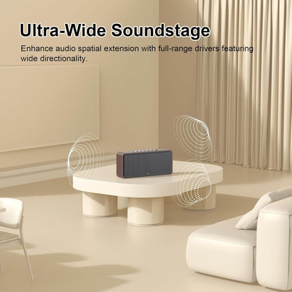 DOSS SoundBox XL Bluetooth Speaker with Subwoofer, 32W Loud Sound with Booming Bass, Dual DSP Technologies, 10H Playtime, USB-C, TWS, 2.1 Audio Channel for Home, Indoor and Office - Gold - PuriLite
