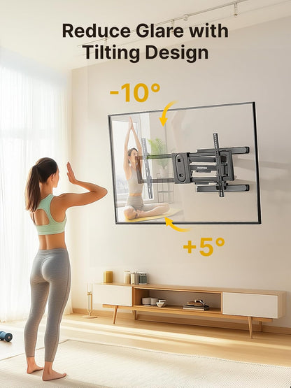 monTEK Long Arm TV Wall Mount for Most 43-90 Inch TVs, 42.5 Inch Long Extension TV Mount Swivel and Tilt, Full Motion Wall Mount TV Bracket Fit Max VESA 800 x 400mm, Up to 132 lbs, 16”,18” Studs - PuriLite