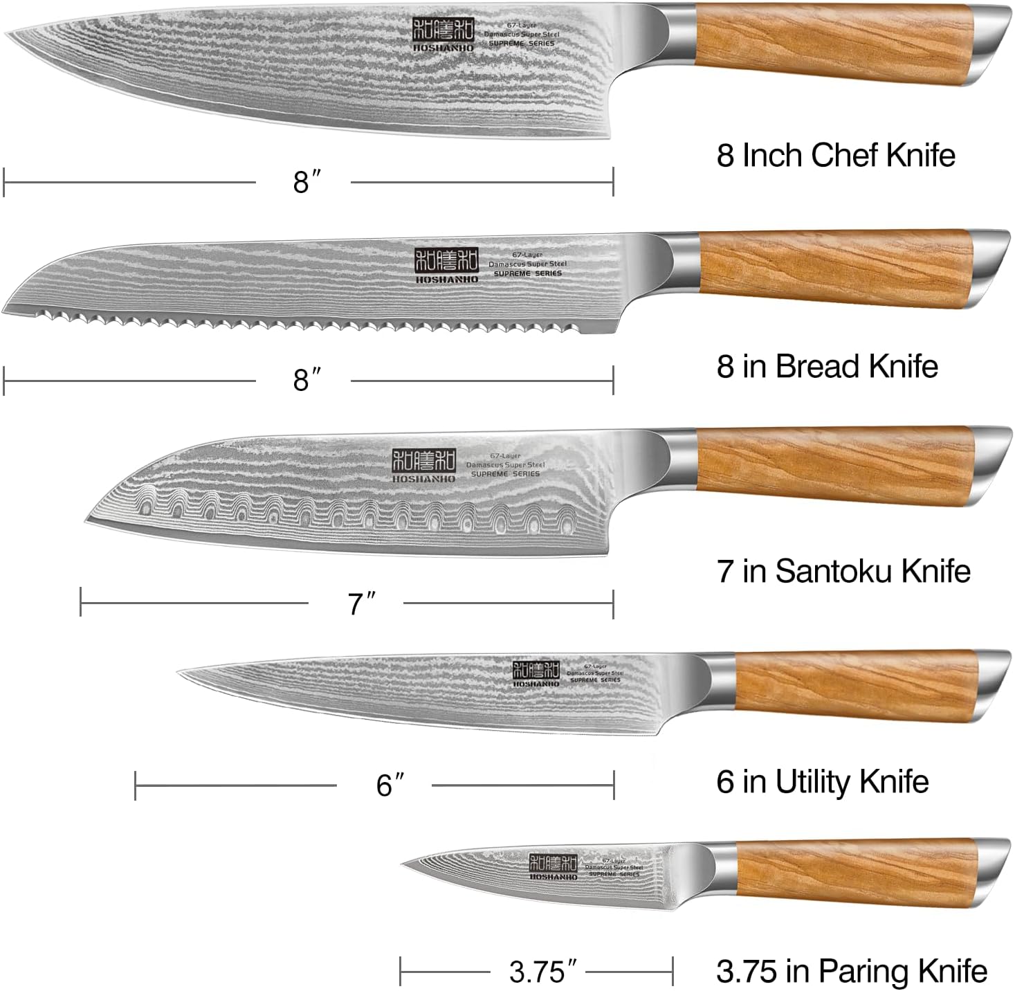 HOSHANHO Damascus Fillet Knife 7 Inch, Professional VG-10 Super Steel Boning Knife, Ultra Sharp Fish Knife with Ergonomic Handle - PuriLite
