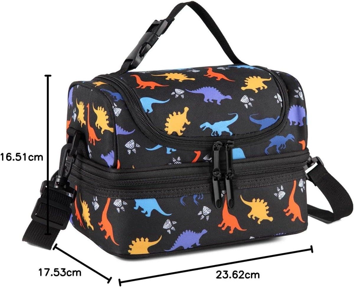 VASCHY Lunch Box Bag Men, Insulated Two Compartments Bento Cooler Bags for Adults/Women/Kids for School,Daycare,Kindergarten,Picnic Black - PuriLite