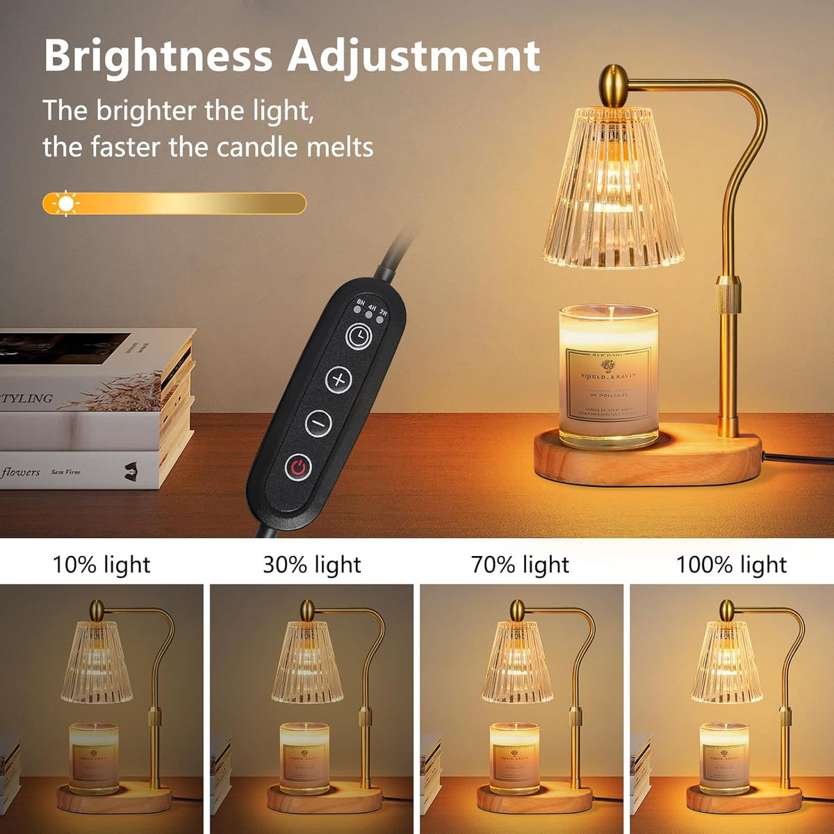 Candle Warmer Lamp with Timer and Dimmer Adjustable Height, Candle Warmer for Scented Jar Candles Home Decor Christmas Gifts - PuriLite
