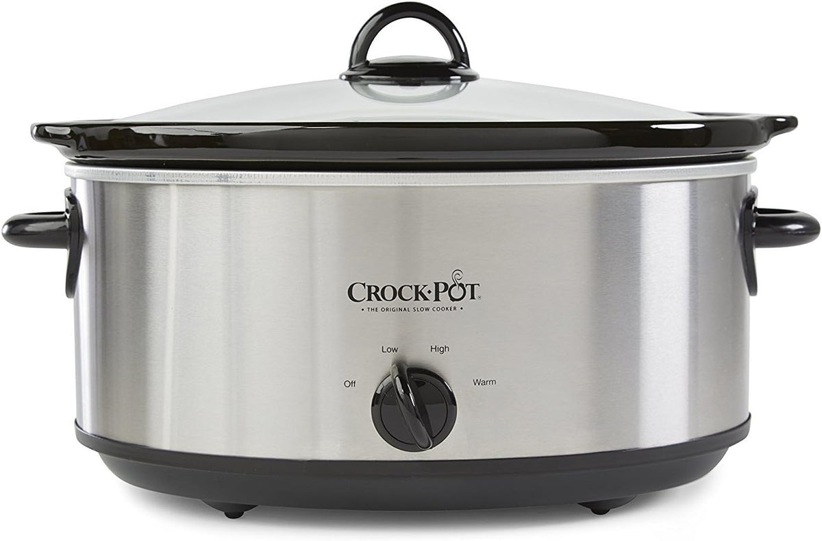 Crock-Pot 7-Quart Oval Manual Slow Cooker | Stainless Steel (SCV700-S-BR) - PuriLite
