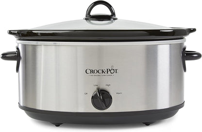 Crock-Pot 7-Quart Oval Manual Slow Cooker | Stainless Steel (SCV700-S-BR) - PuriLite