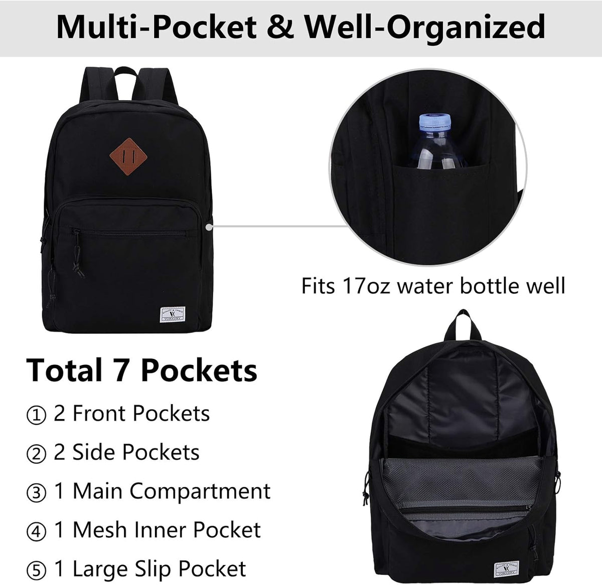 School Backpack for Kids,Lightweight Water Resistant Work Travel Backpack for Women Men Teens VONXURY - PuriLite