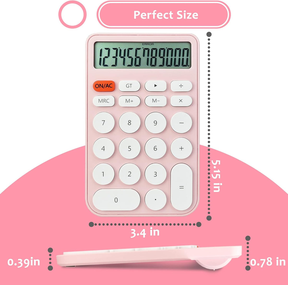 VEWINGL Mechanical Switch Calculator, 12 Digit Large LCD Display and Buttons, Great for Everyday Life and Basic Office Work, with Battery - PuriLite