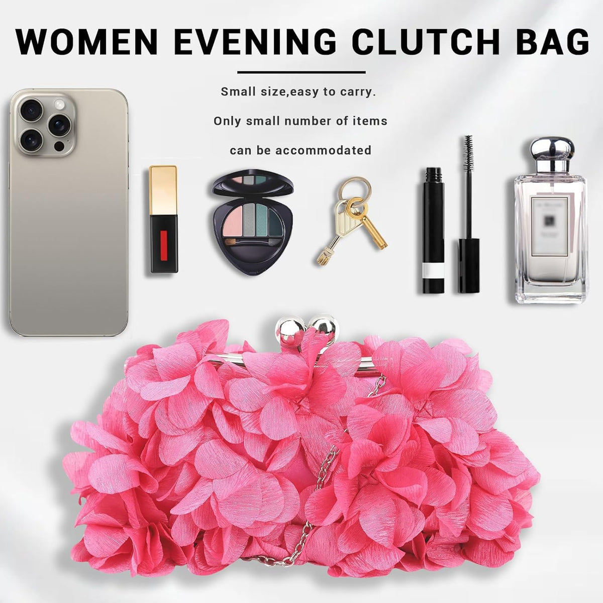 JAMBHALA Clutch Evening Handbags Floral Appliques Small Clutch Purses for Women - PuriLite