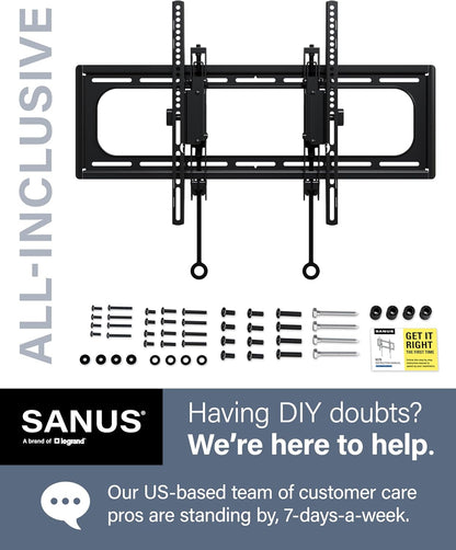 SANUS Advanced Tilt Premium Universal TV Wall Mount for 46” to 90” Flat-Panel TVs - Low Profile, Smooth Extension & Easy to Install - Model VLT6-B1 - PuriLite