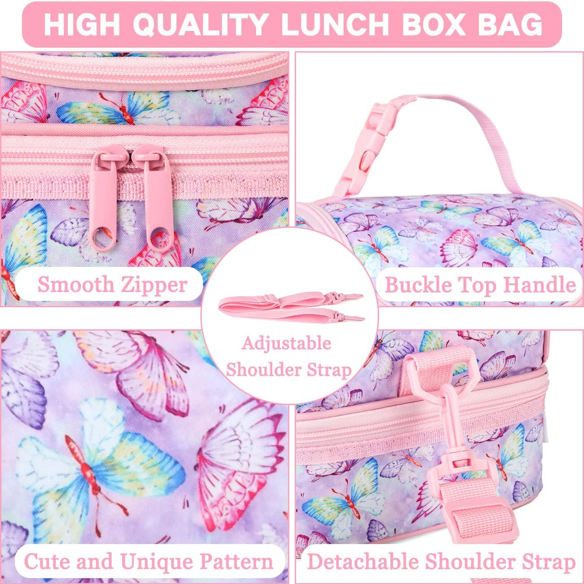 VASCHY Lunch Box Bag Men, Insulated Two Compartments Bento Cooler Bags for Adults/Women/Kids for School,Daycare,Kindergarten,Picnic Black - PuriLite