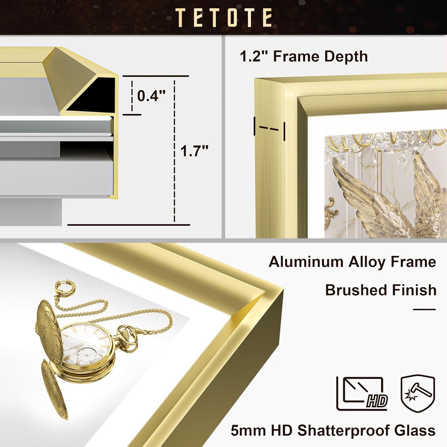 TETOTE 28x36 LED Mirror for Bathroom Black Metal Frame Frontlit & Backlit Lighted Vanity Mirror Baroque Gothic Anti Fog Stepless Dimmable White/Warm/Natural,Wall Mounted(Horizontal/Vertical) - PuriLite