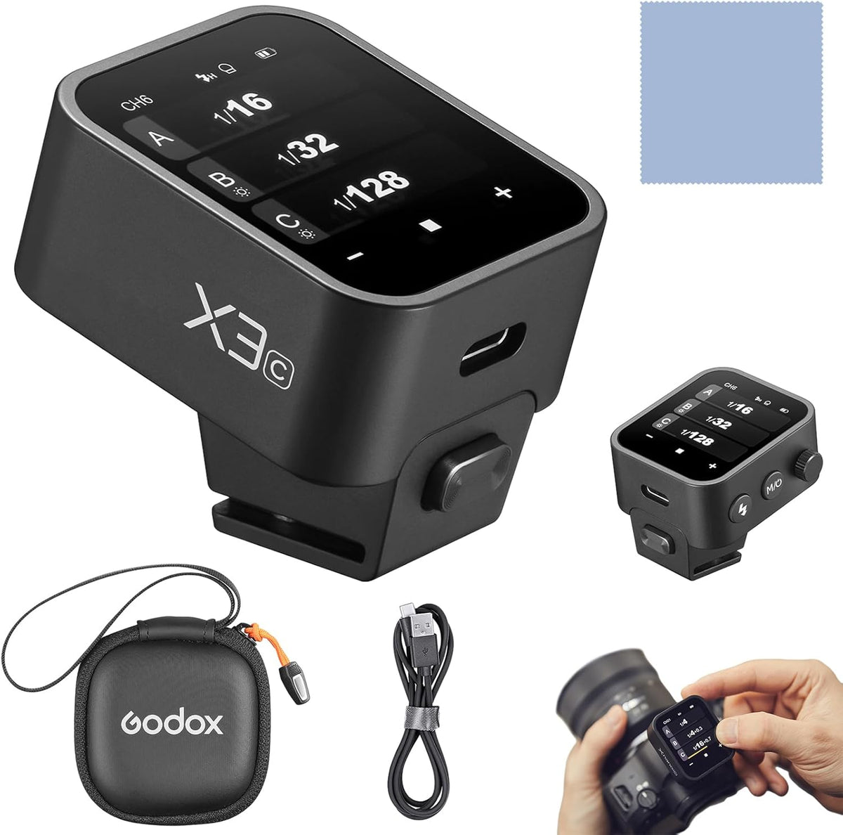 GODOX X3-S 2.4G Wireless Flash Trigger Transmitter TTL Autoflash with Large OLED Touchscreen Multiple Flash Modes with USB Port 32 Channels 16 Groups Compatible with Sony Cameras - PuriLite
