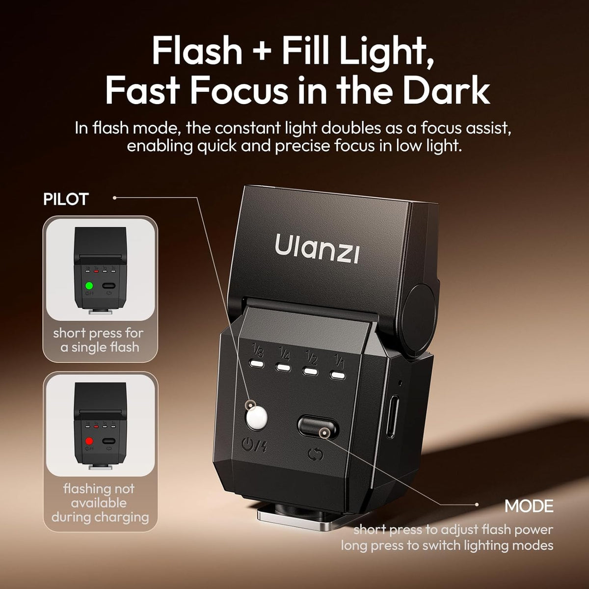 ULANZI Mini Camera Flash SL01 Speedlite Digital Camera Speedlight with Hot Shoe, Compatible with Sony/Canon/Fuji/Nikon/Panasonic/Olympus/Pentax - PuriLite