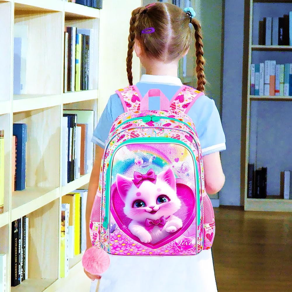 3pcs Backpack for Boys and Girls, 16” Kids Kindergarten Bookbag with Lunch Box, Cute Elementary Backpacks for Boy Girl - PuriLite