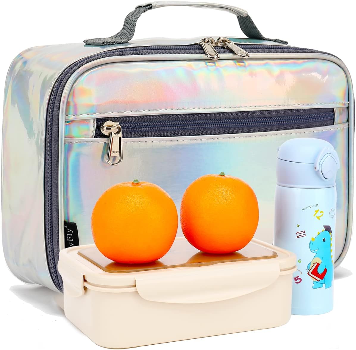 FlowFly Kids Lunch Box Insulated Soft Bag Mini Cooler Back to School Thermal Meal Tote Kit for Girls, Boys, Black - PuriLite