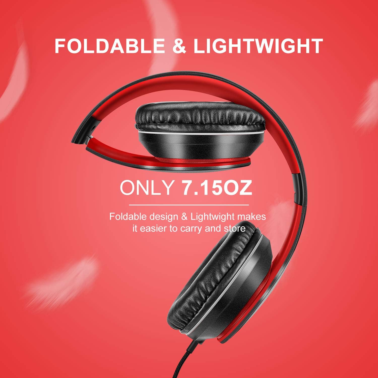 LORELEI X6 Over-Ear Headphones With Microphone, Lightweight Foldable & Portable Stereo Bass With 1.45M No-Tangle Wired for Smartphone Tablet MP3/4 (Black-Gold) - PuriLite