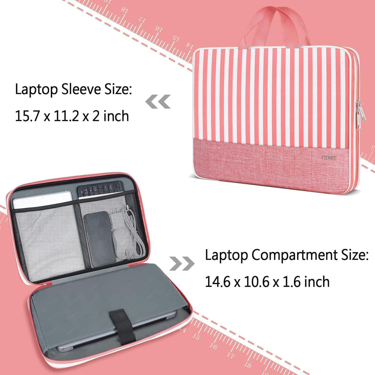 Ytonet Laptop Sleeve, 15.6 inch TSA Laptop Bag Laptop Case Water Resistant Computer Carrying Bag Compatible for Lenovo, HP, Dell, Asus Notebook, Gifts for Men Women, Grey - PuriLite