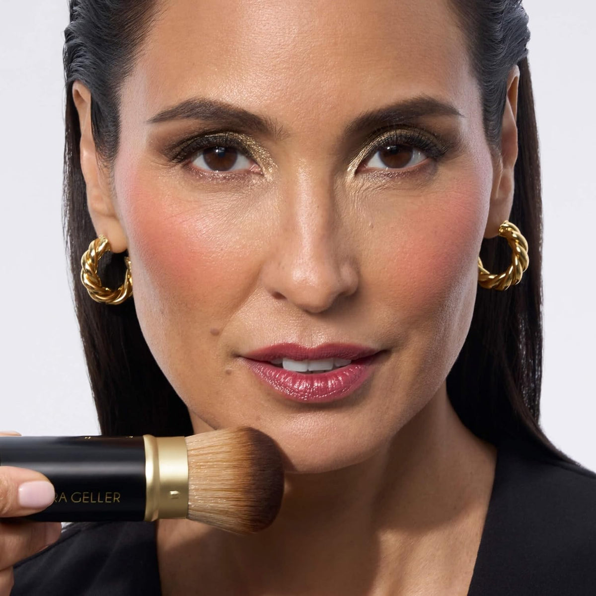 LAURA GELLER NEW YORK Dual-Ended Blush + Bronzer Brush - Blush Bronzer Contour Face Makeup Brush - PuriLite