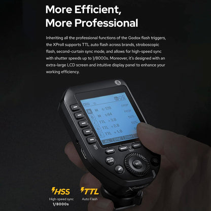 Godox XPROII-C 2.4G Wireless Flash Trigger Transmitter TTL Autoflash 1/8000s HSS Large LCD Screen 32 Channels 16 Groups Replacement for Canon Cameras - PuriLite