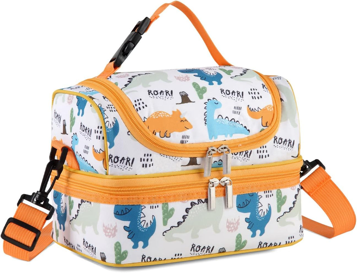 VASCHY Lunch Box Bag Men, Insulated Two Compartments Bento Cooler Bags for Adults/Women/Kids for School,Daycare,Kindergarten,Picnic Black - PuriLite