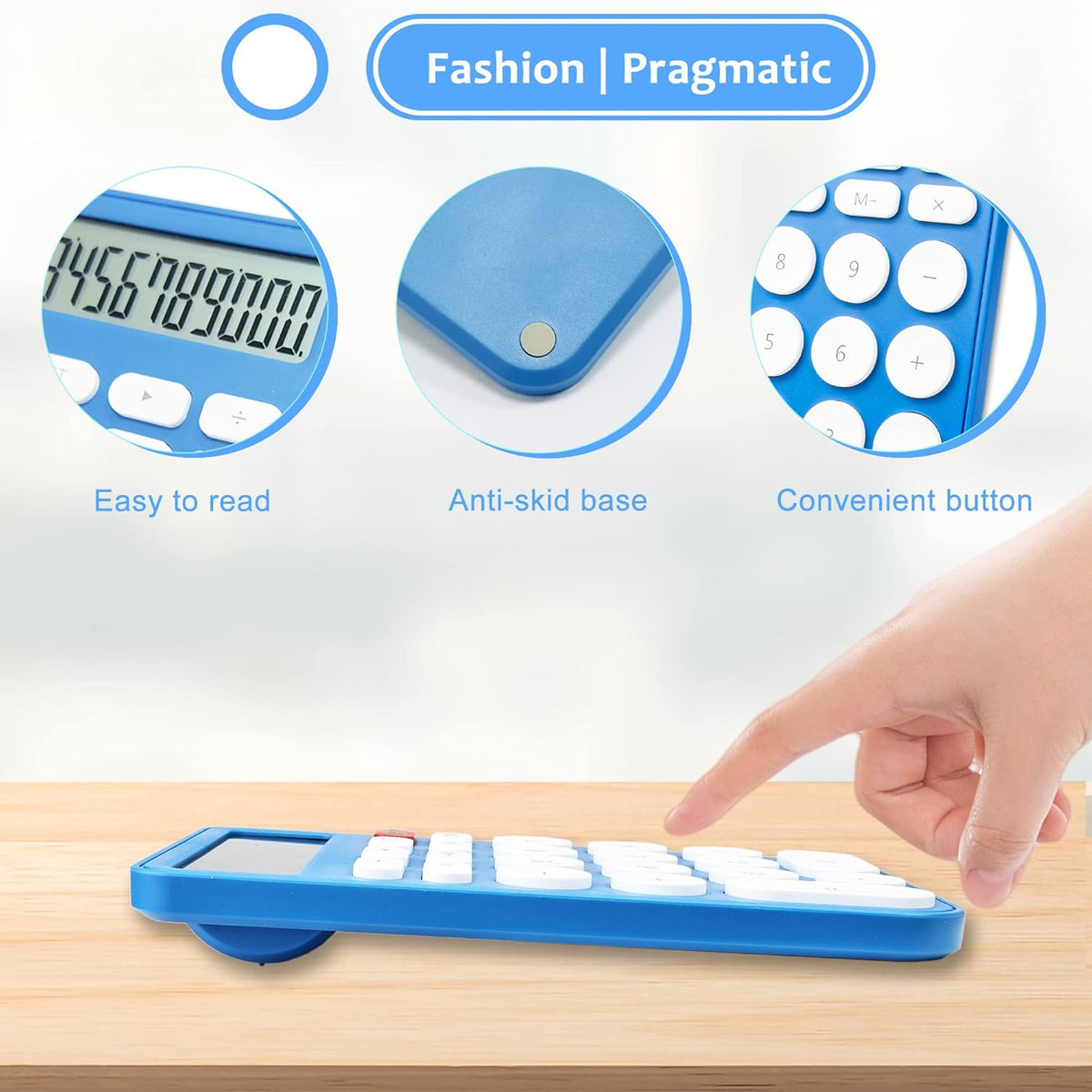 VEWINGL Mechanical Switch Calculator, 12 Digit Large LCD Display and Buttons, Great for Everyday Life and Basic Office Work, with Battery - PuriLite