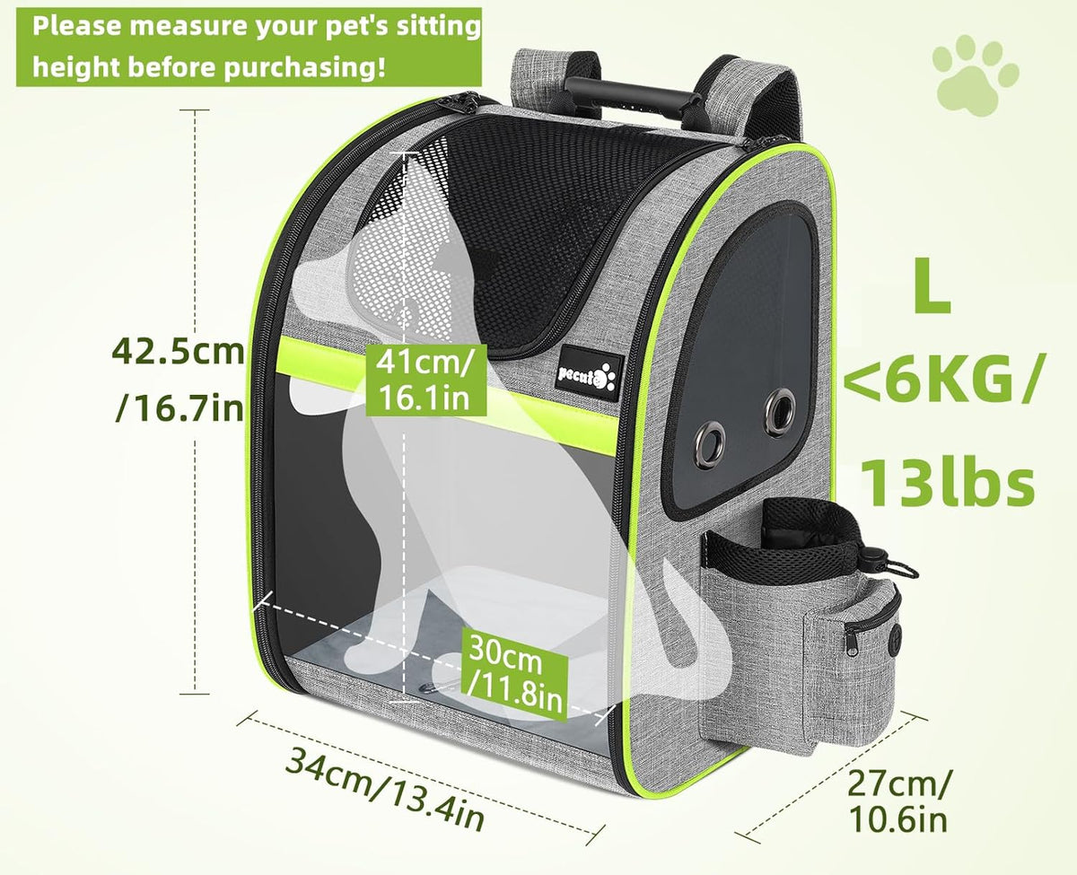 Pecute Pet Carrier Backpack, Dog Carrier Backpack Expandable with Breathable Mesh for Pets ＜6kg, Pet Backpack Carrier for Hiking Travel Camping Outdoor - PuriLite