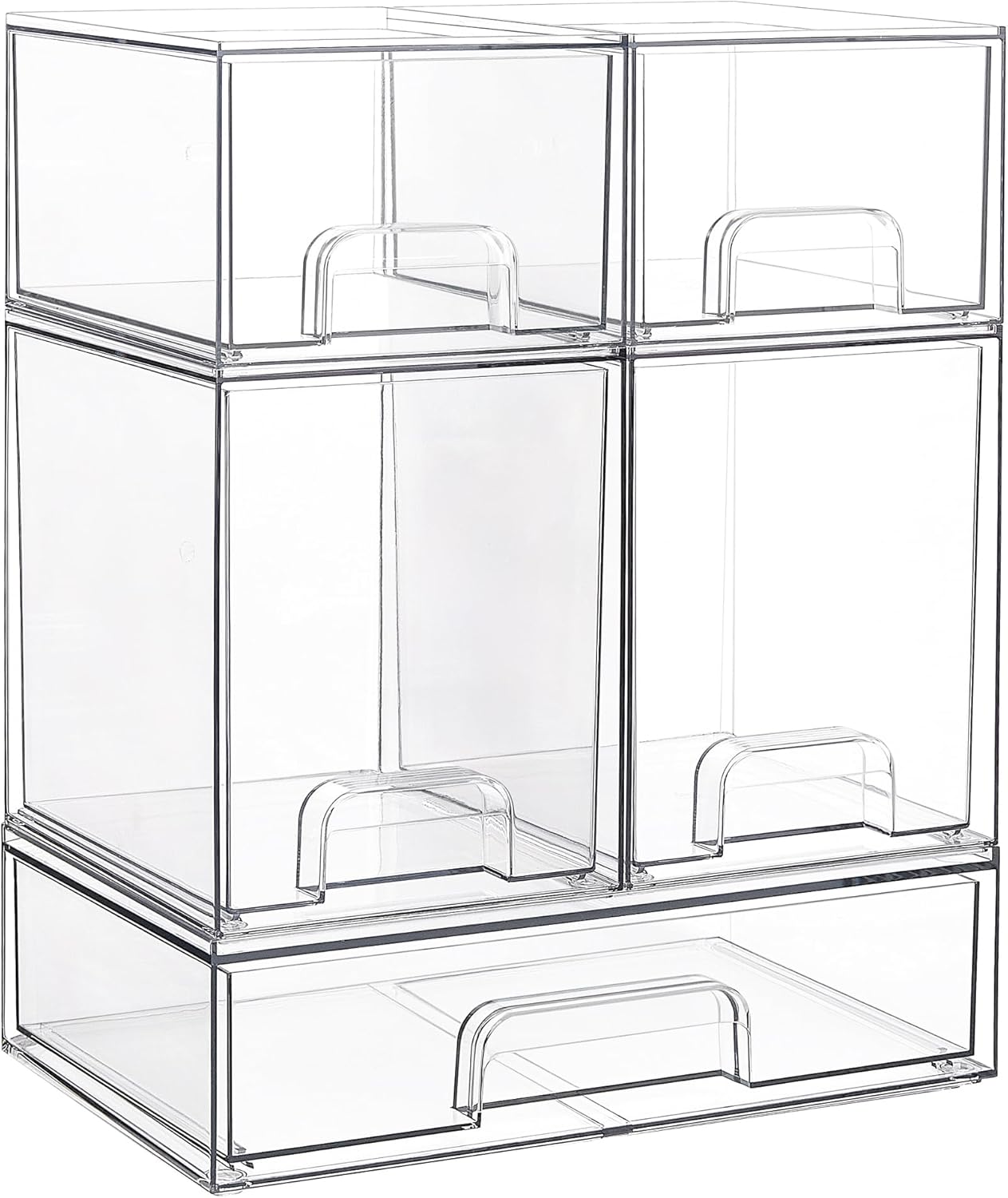 Vtopmart 3 Pack Stackable Clear Plastic Drawer Organizer, Makeup Organizers and Storage for Eyeshadow Palettes, Cosmetics, Beauty Supplies, Ideal for Vanity, Desk, Office, Bathroom Organization - PuriLite
