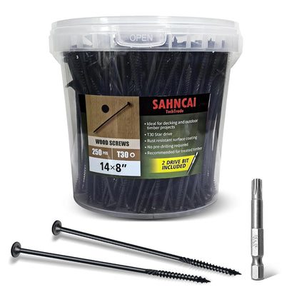 Wood Screws #14 x 6 Inch, Deck Screws 50Pcs,T30 Star Drive Outdoor Screws, Rust Resistant Timber Screws for Timber/Log/Landscaping Wood (#14 x 6) - PuriLite