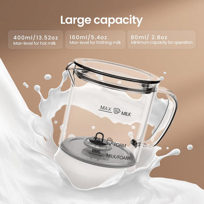 Casimhu 4-in-1 Milk Frother, Electric Milk Frother and Steamer with LED Touch Screen, Non-stick Bottom, Milk Warmer 13.52oz for Lattes, Cappuccinos, and Macchiatos at Home, White - PuriLite
