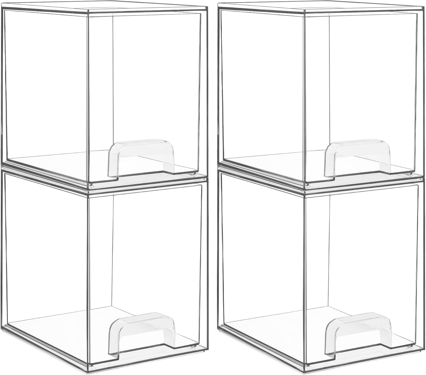 Vtopmart 3 Pack Stackable Clear Plastic Drawer Organizer, Makeup Organizers and Storage for Eyeshadow Palettes, Cosmetics, Beauty Supplies, Ideal for Vanity, Desk, Office, Bathroom Organization - PuriLite
