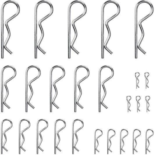 OLCANA 25 Pieces Cotter Pin Assortment Kit 5 Size M1.2 -M3.5 Stainless Steel R Hitch Pin Clips for Tractor Truck Tillage Machine, Retaining Pins - PuriLite