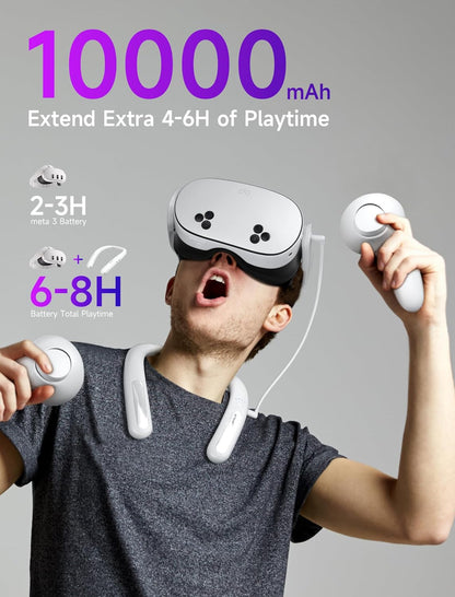 JSAUX Battery Pack for Meta Quest 3S/3/2, 10000mAh PD Fast Charger Battery Pack (Extra 4-6 H Playtime), VR Extend Power Accessories, Compatible with Oculus Quest 3/2/3S/Pro - PuriLite