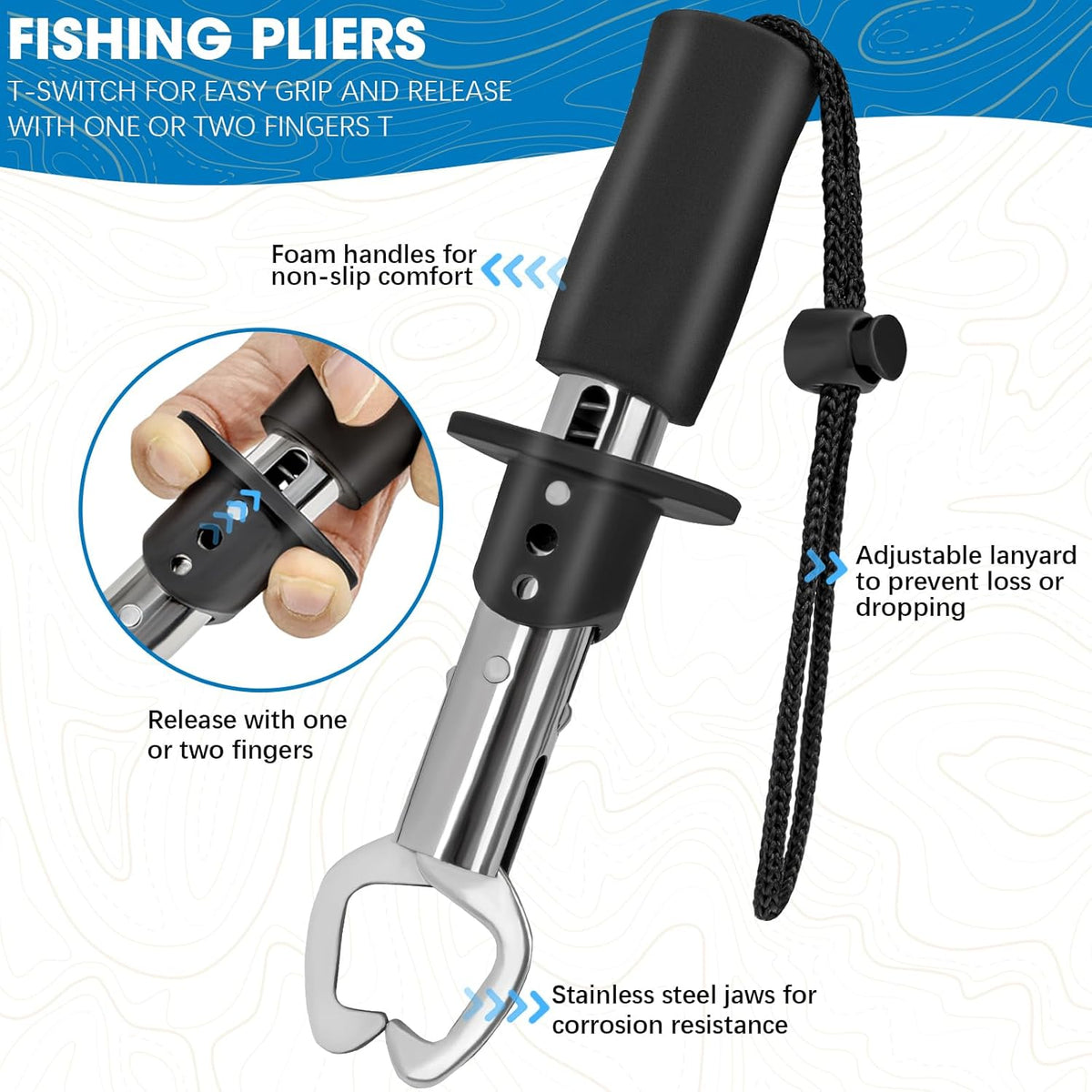THKFISH 7 Pcs Fishing Tool Kit, Fishing Backpack with Fishing Pliers Tackle Kits, Fish Hook Remover Tools, Fish Plier with Sheath and Tool Lanyards, Digital Fishing Weight Scale - PuriLite