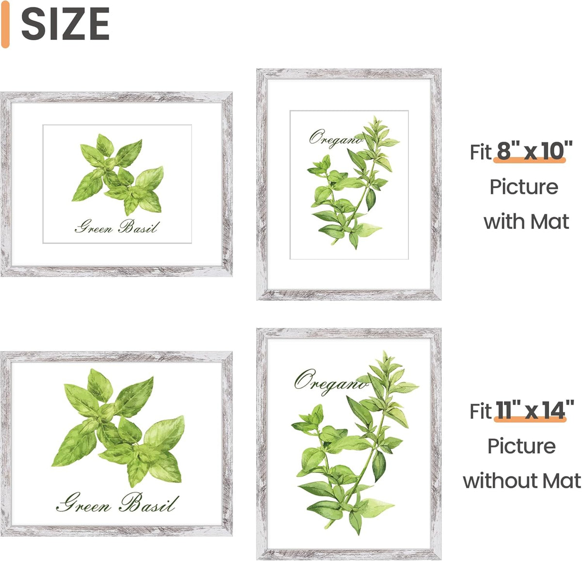upsimples 11x14 Picture Frame, Display Pictures 8x10 with Mat or 11x14 Without Mat, Wall Hanging Photo Frames, Black - PuriLite